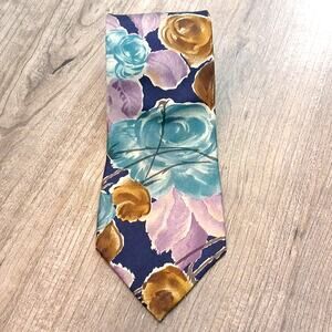 Vintage West Coast Floral 100% Silk Tie 90s